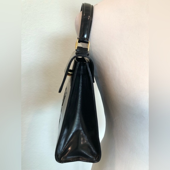 SOLD Givenchy Very Rare Vintage Black Patent Top Handle 4G Handbag - Picture 11 of 17